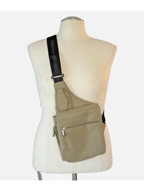 Travelon Olive Green Sling Messenger Bag Purse Travel Organizer Lightweight EUC